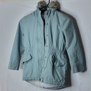 GAP Brand Grey Hooded coat with Fur Trim